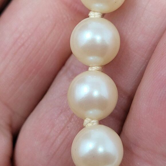 Vtg‎ Flapper Hand Knotted Faux Pearl Necklace Glass Ivory Classic Elegant Bridal - Picture 5 of 10